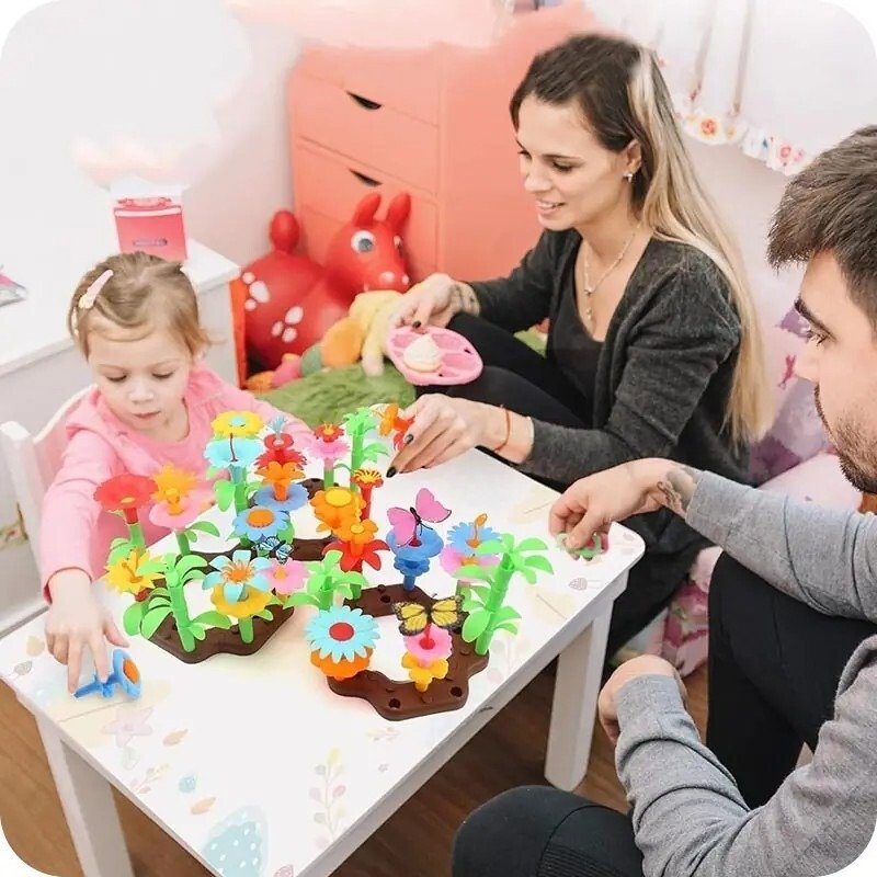 Klocki konstrukcyjne Wiosenne kwiaty (148 elementów)