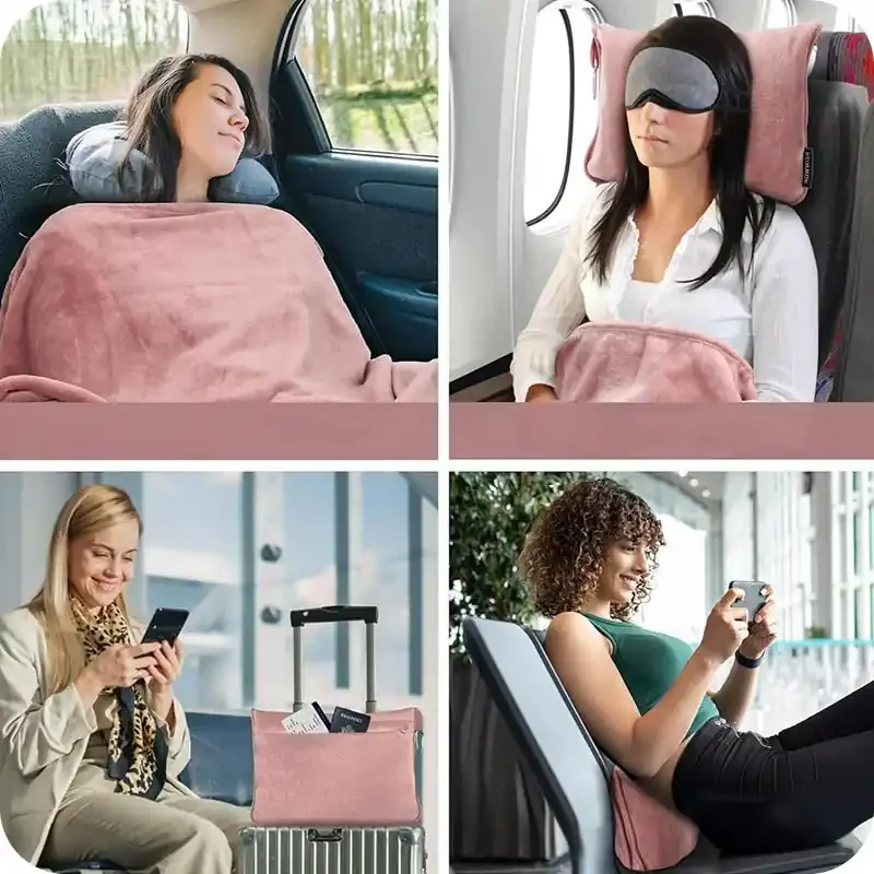 Koc turystyczny z poduszką 2w1