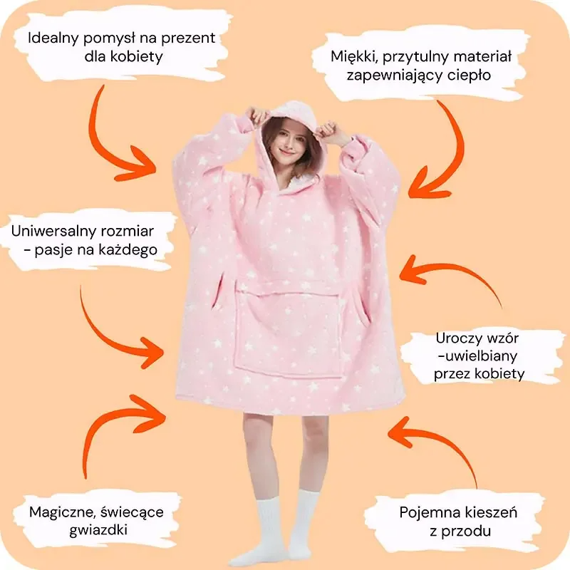 Kocobluza świecąca Gwiazdy (różowa)