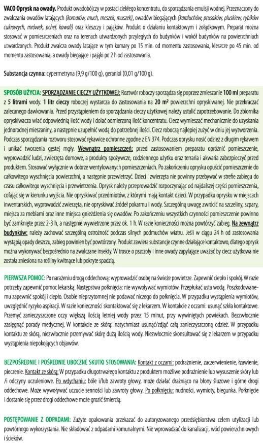 Koncentrat na komary, kleszcze i muchy Green Garden Vaco 1 l