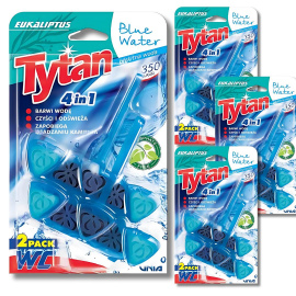 Kostka do WC 4 w1 barwiąca wodę Tytan eukaliptus 2x40 g x 4 sztuki