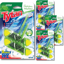 Kostka do WC 4 w1 barwiąca wodę Tytan Green Water 2x40 g x 4 sztuki