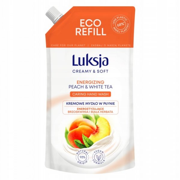 Kremowe mydło w płynie Luksja Creamy & Soft energetyzujące brzoskwinia i biała herbata 400 ml x 12 sztuk