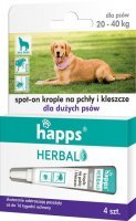 Krople przeciw pchłom i kleszczom dla psów dużych 20-40 kg Happs Herbal (4 sztuki)