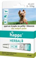 Krople przeciw pchłom i kleszczom dla psów małych 5-10 kg Happs Herbal (4 sztuki)