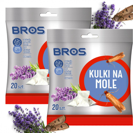 Kulki na mole Bros zapach lawendy (20 sztuk) x 2 opakowania