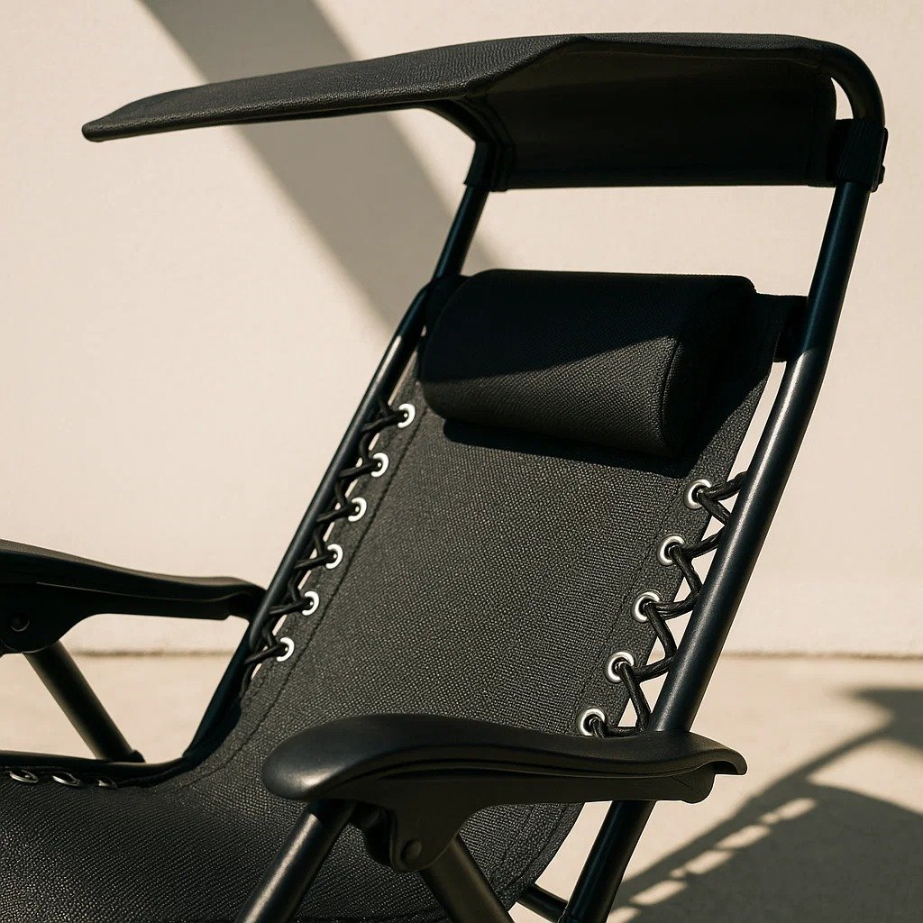 Leżak ogrodowy Gardina Alicante czarny z daszkiem