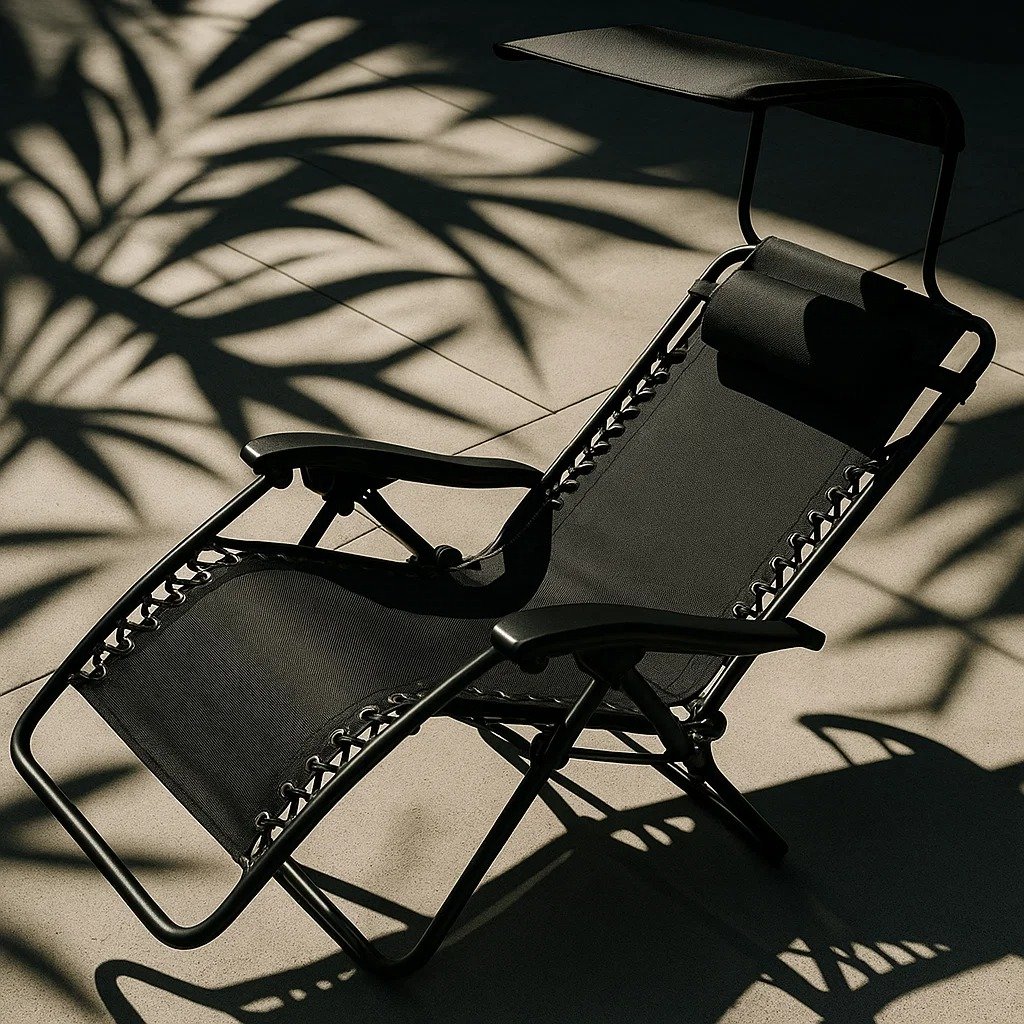 Leżak ogrodowy Gardina Alicante czarny z daszkiem