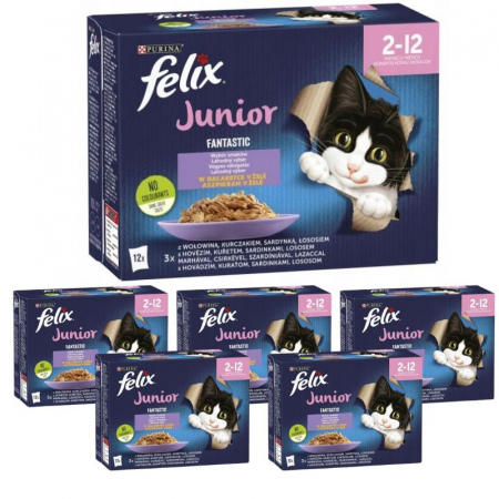 MEGA Zestaw Felix Fantastic Junior 6,12 kg (72 saszetki) + GRATIS Drapak Tobby (Wartość 37 zł!)
