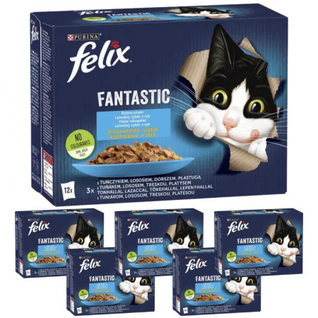 MEGA Zestaw Felix Fantastic Rybne Smaki 6,12 kg (72 saszetki) + GRATIS Drapak Tobby (Wartość 37 zł!)