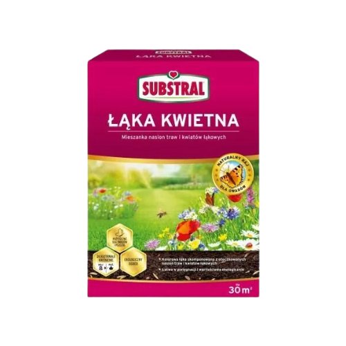 Mieszanka nasion traw i kwiatów łąkowych Substral Łąka kwietna 800 g + Mieszanka nasion traw i kwiatów łąkowych Substral Łąka kwietna 300 g