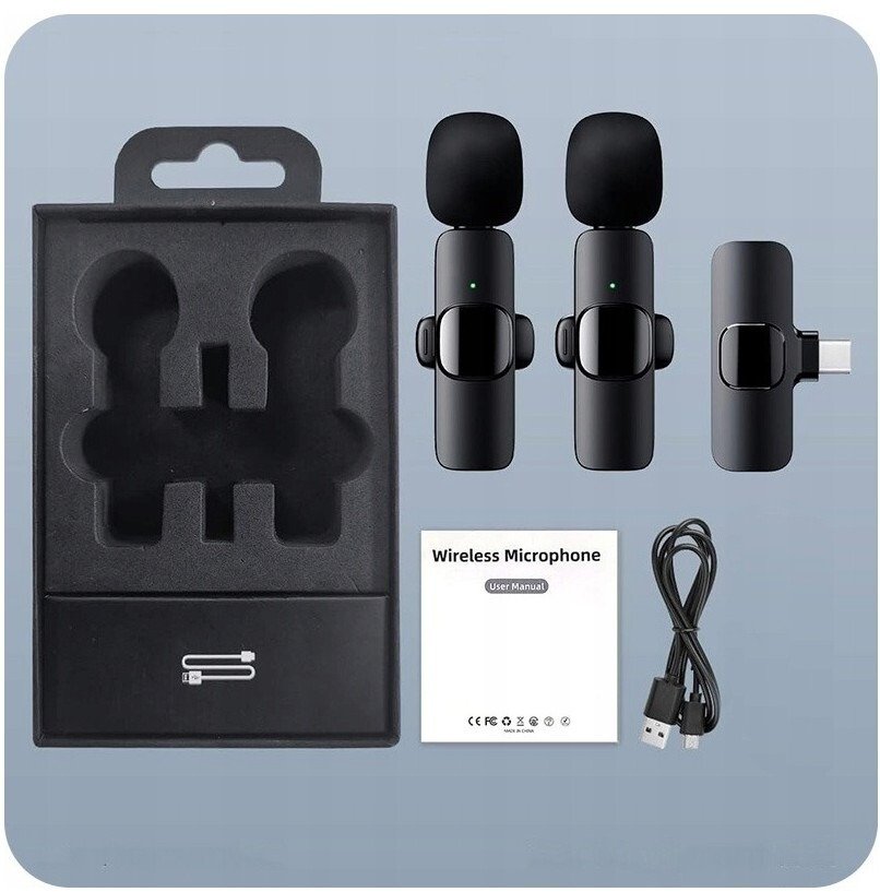 Mikrofon krawatowy bezprzewodowy K9 (2 sztuki)