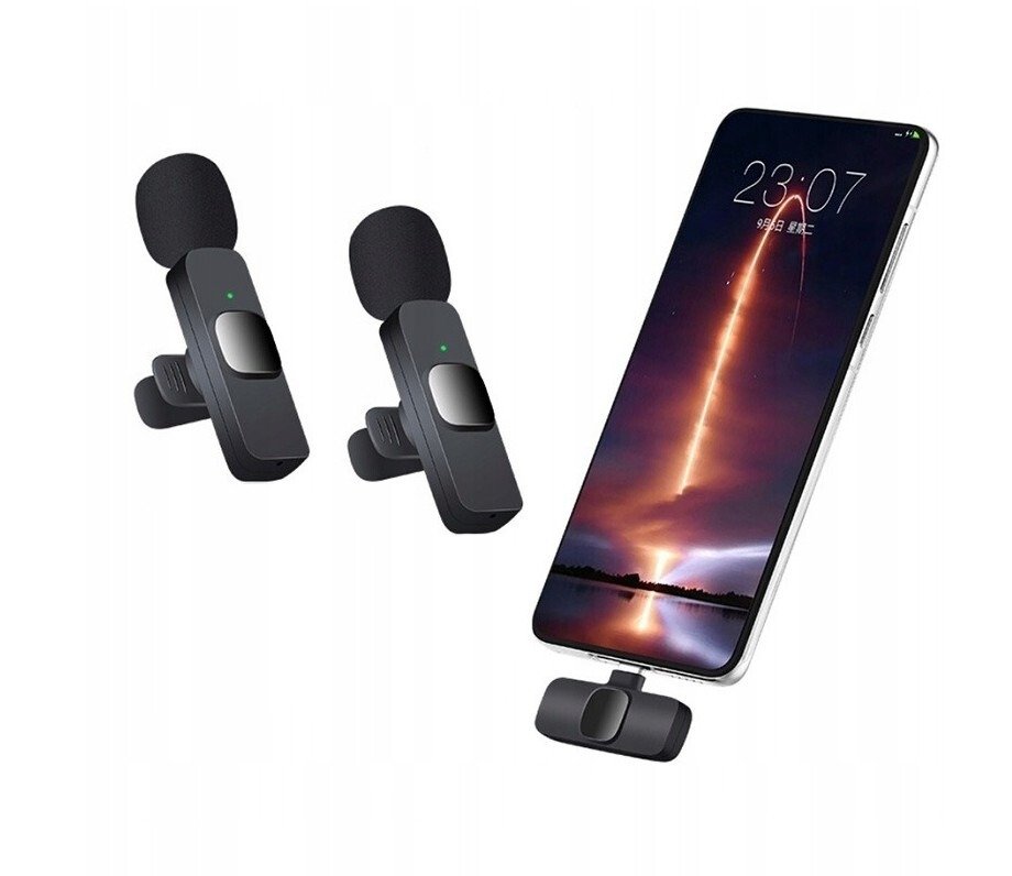 Mikrofon krawatowy bezprzewodowy K9 (2 sztuki)