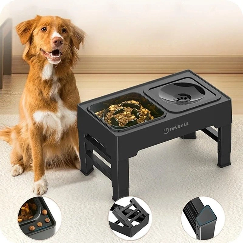 Miska dla psa ze stojakiem Revento Buddy i z psem