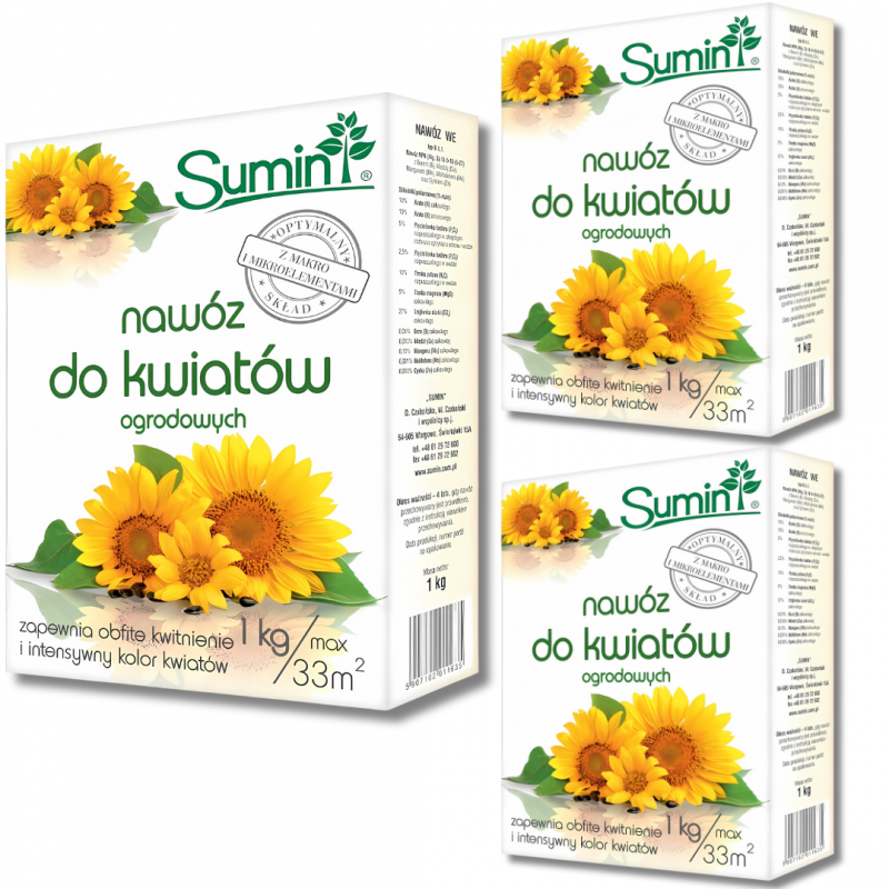 Nawóz do kwiatów ogrodowych Sumin 1 kg x 3 sztuki