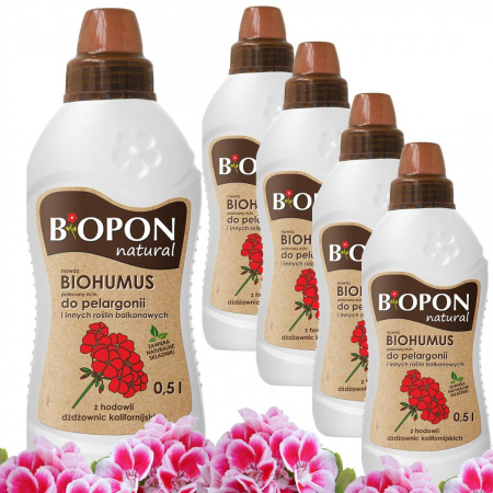 Nawóz do pelargonii i innych roślin balkonowych Biopon natural Biohumus 1 l x 5 sztuk