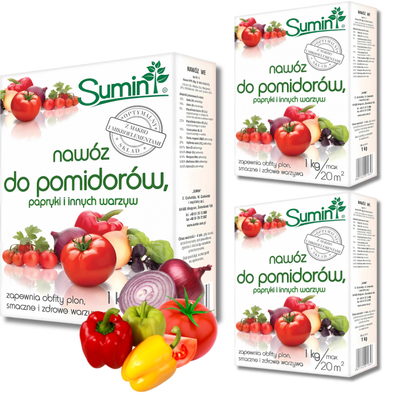 Nawóz do pomidorów, papryki i innych warzyw Sumin 1 kg x 3 opakowania