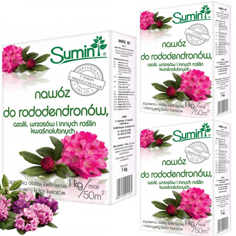 Nawóz do rododendronów, azalii, wrzosów Sumin 1 kg x 3 sztuki