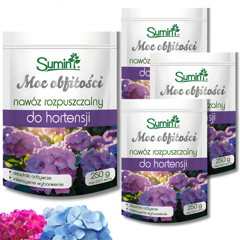 Nawóz rozpuszczalny do hortensji Moc obfitości Sumin 250 g x 4 sztuki
