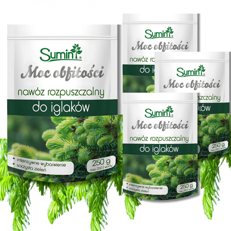 Nawóz rozpuszczalny do iglaków Moc obfitości Sumin 250 g x 4 sztuki