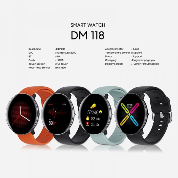 Nowoczesny Smartwatch DM118 czerwony