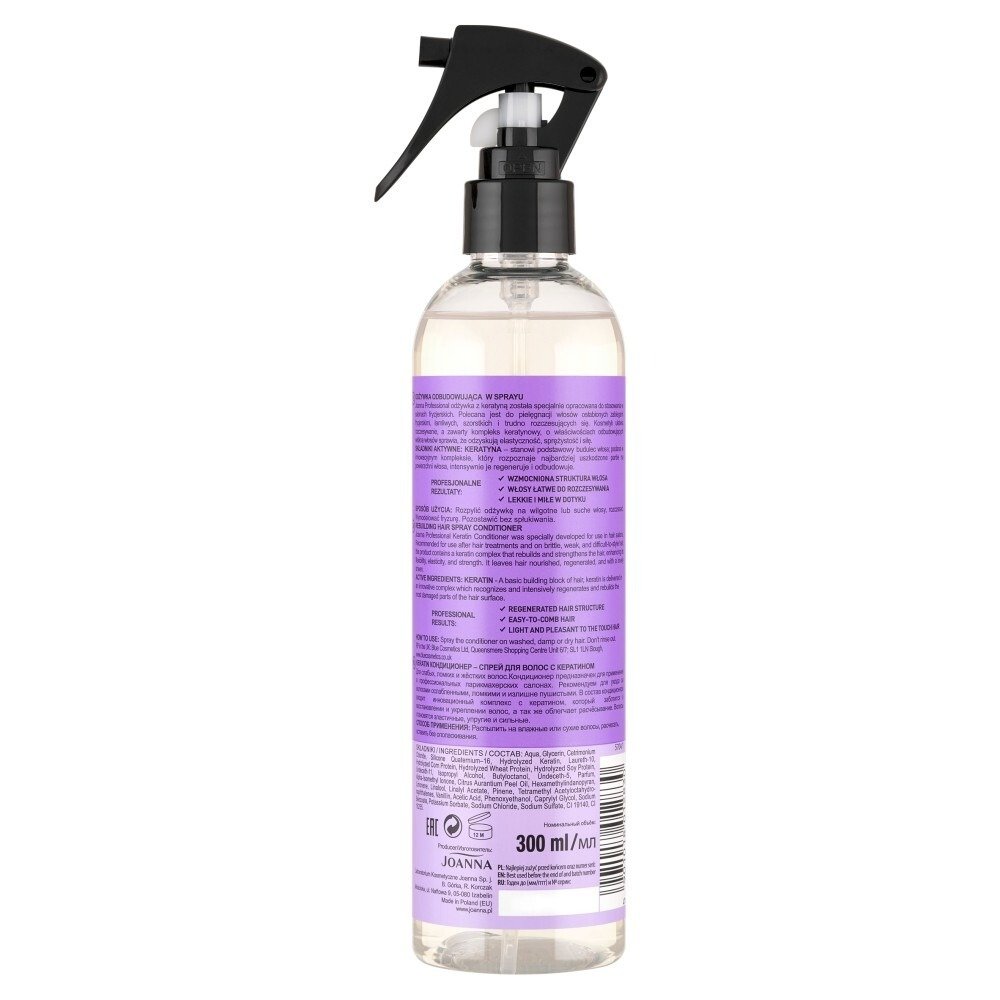 Odżywka do włosów w sprayu Joanna Professional Rebuild Keratin odbudowująca 300 ml