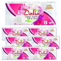 Papier toaletowy Dalia biały soft&strong 3-warstwowy (8 rolek) x 7 opakowań