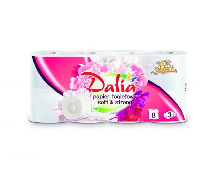 Papier toaletowy Dalia biały soft&strong 3-warstwowy (8 rolek)