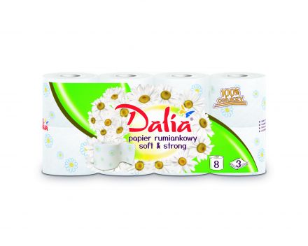 Papier toaletowy Dalia rumiankowy soft & strong 3-warstwowy (8 rolek) x 14 opakowań