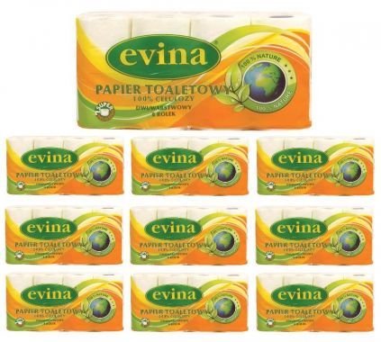 Papier toaletowy Evina biały (8 rolek) x 10 sztuk
