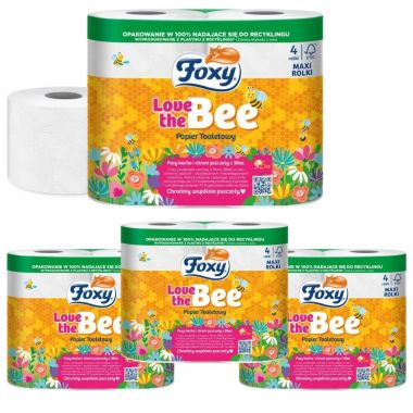 Papier Toaletowy Foxy Love the Bee (4 Rolki) x 4 Opakowania - Komfort i  Czystość w Jednym 