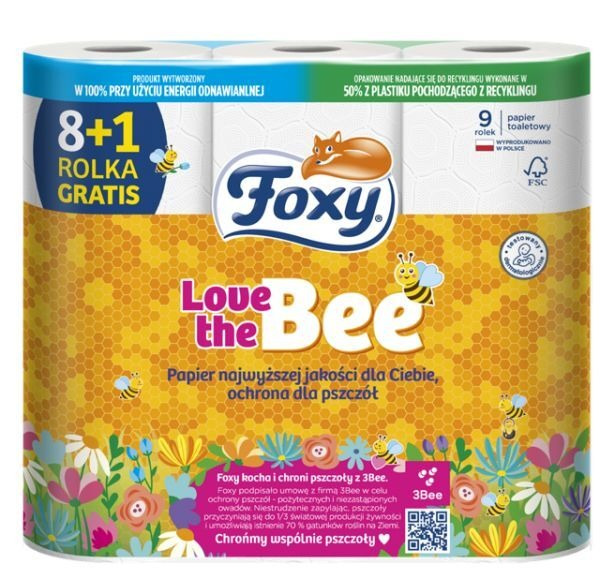 Papier toaletowy Foxy Love the Bee (9 rolek)