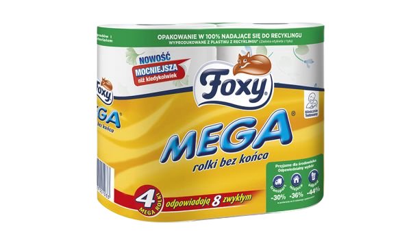 Papier toaletowy Foxy Mega rolki bez końca (4 rolki) x 14 sztuk