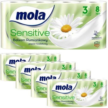 Papier toaletowy Mola Sensitive rumianek (8 rolek) x 5 opakowań