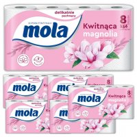 Papier toaletowy Mola White kwitnąca magnolia (8 rolek) x 6 opakowań
