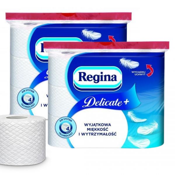 Papier toaletowy Regina Delicate+ 4 warstwy (9 rolek) x 2 opakowania