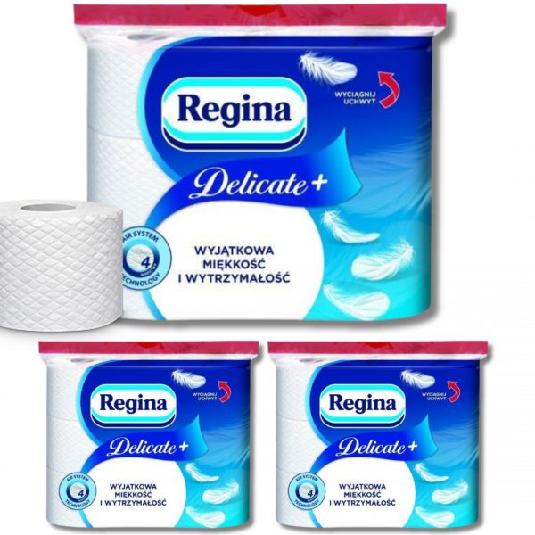Papier toaletowy Regina Delicate+ 4 warstwy (9 rolek) x 3 opakowania