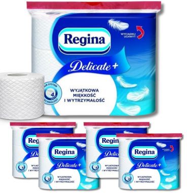 Papier toaletowy Regina Delicatis 4 warstwy (9 rolek) x 5 opakowań