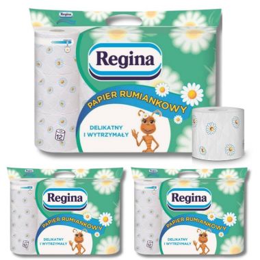 Papier toaletowy Regina Rumiankowy 3 warstwy (12 rolek) x 3 opakowania