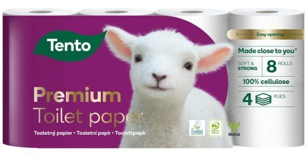 Papier toaletowy Tento Premium 4 warstwowy (8 rolek) x 4 opakowania