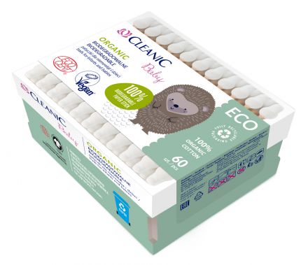 Patyczki biodegradowalne dla niemowląt Cleanic Baby ECO (60 sztuk)
