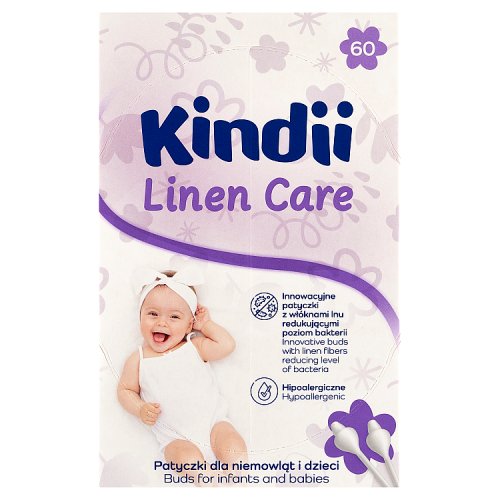 Patyczki dla niemowląt i dzieci Kindii Baby Linen Care (60 sztuk)