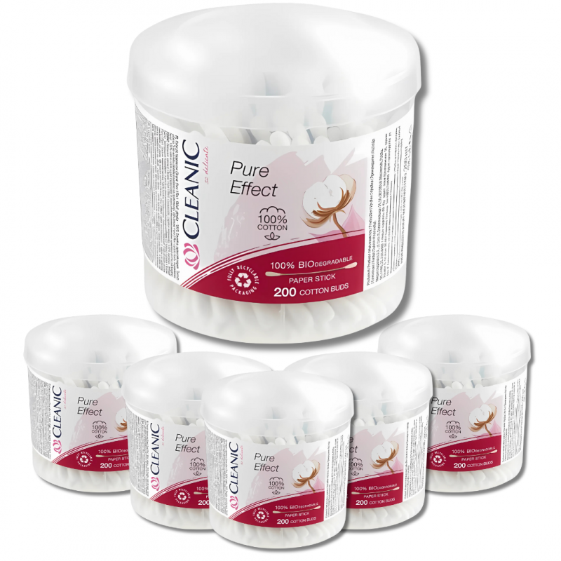 Patyczki higieniczne  Cleanic Pure Effect (200 sztuk) x 6 opakowań