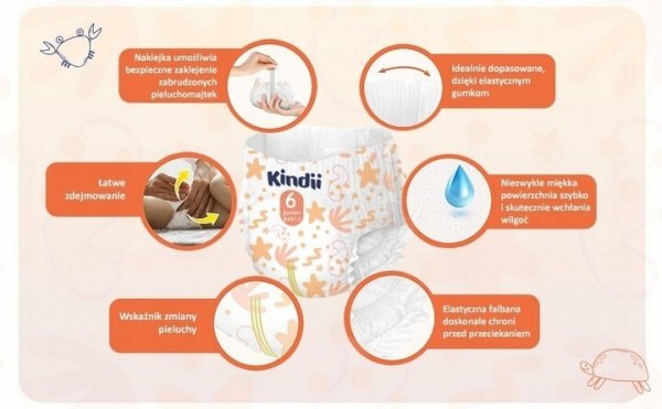 Pieluchomajtki Kindii junior extra rozmiar 6 15+kg (20 sztuk)