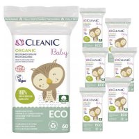 Płatki biodegradowalne dla niemowląt Cleanic Baby Organic ECO (60 sztuk) x 7 opakowań