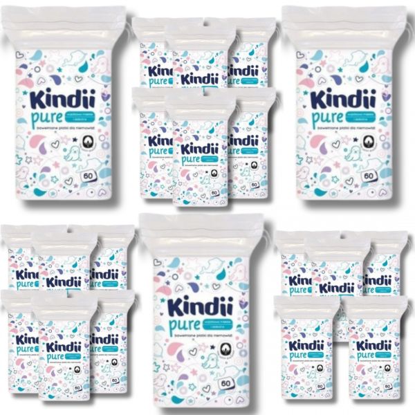 Płatki dla niemowląt Cleanic Kindii Baby Sensitive (60 sztuk) x 20 opakowań