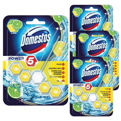 Płyn czyszcząco-dezynfekujący Domestos Przedłużona Moc Pine Fresh 750 ml+Kostka toaletowa Domestos Power 5 Lime 55 g x 8 sztuk