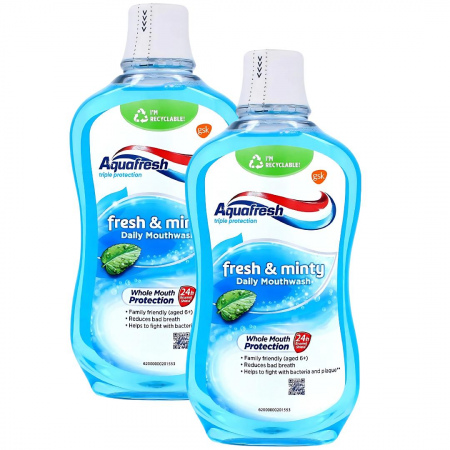 Płyn do płukania ust Aquafresh fresh&minty 500 ml x 2 sztuki