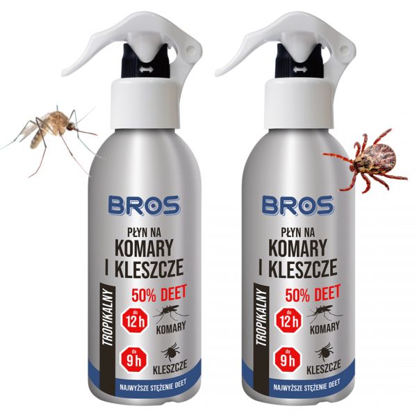 Płyn na komary i kleszcze 50 % Deet 130 ml Bros x 2 sztuki