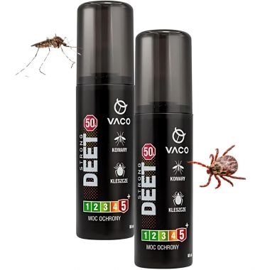 Płyn na komary, kleszcze i meszki Strong z DEET 50% Vaco 80 ml x 2 opakowania